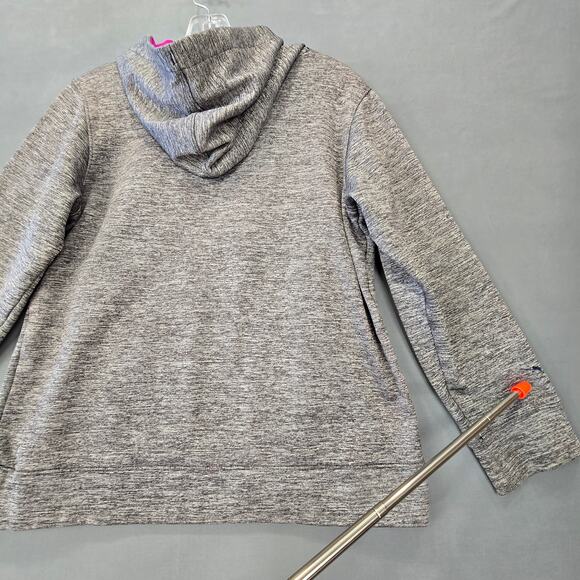 Under Armour Gray Heather Hoodie Pink Logo Long Sleeves Sweatshirt Womens Size M - Picture 6 of 10